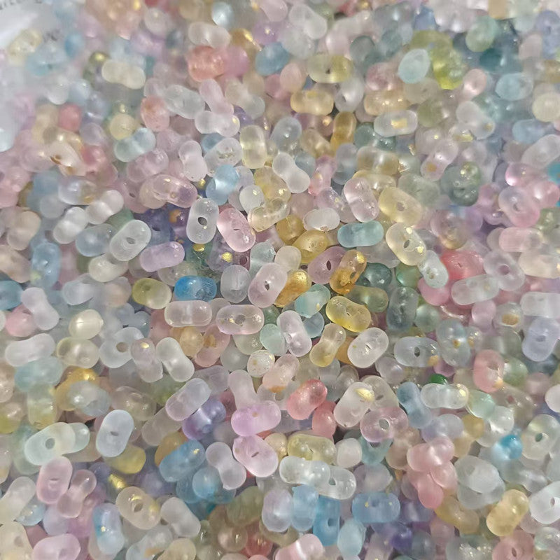 Acrylic Peanut Spacer Beads 3x6 6x11mm Transparent Frosted Gilded 1000pcs