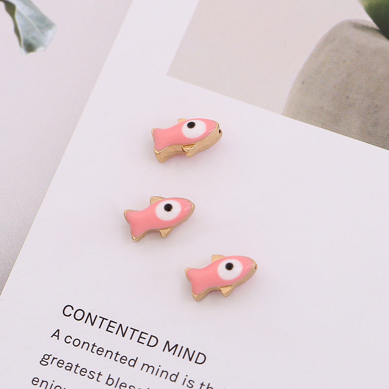 Creative Ocean Little Fish Metal Beads 10mm Colorful Enamel 100pcs 7