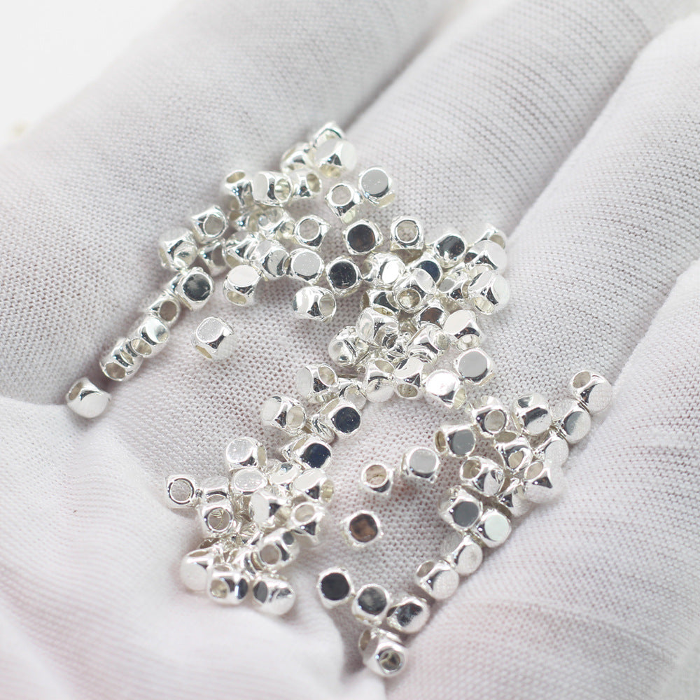 Square Metal Beads 3/4mm Gold Silver Tone Zinc Alloy 1pc 4