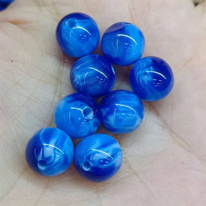 Gradient Resin Beads 16mm Round Dark Ocean Colors Glossy 20pcs 24