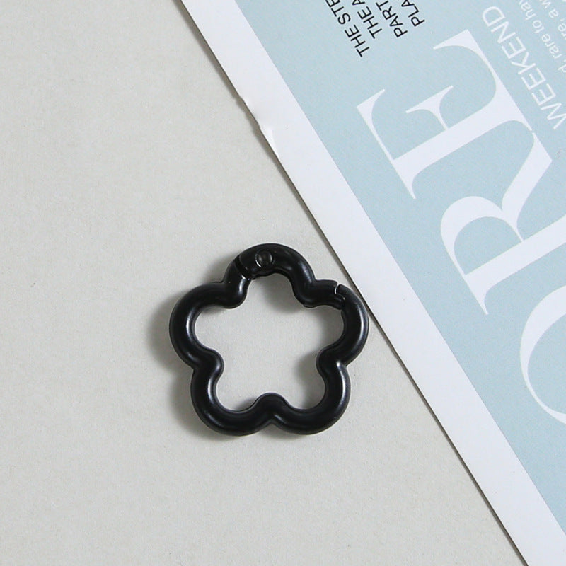 Zinc Alloy Flower Trigger Spring Key Rings 28mm 6pcs Baking Painted 4