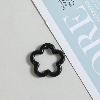 Zinc Alloy Flower Trigger Spring Key Rings 28mm 6pcs Baking Painted 4