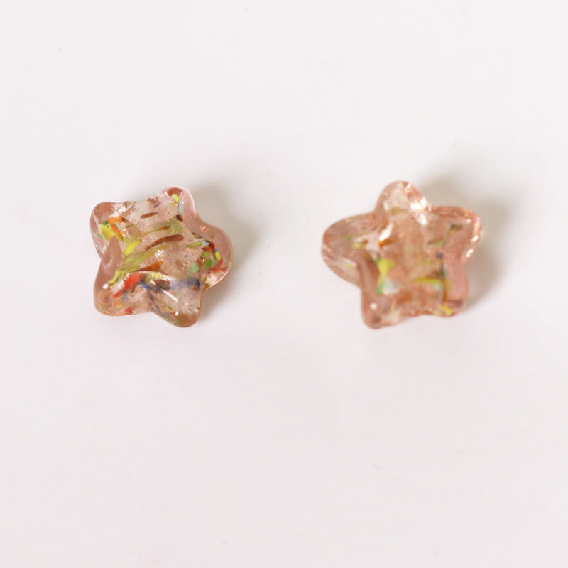 Lampwork Glass Beads Star 15mm Vintage Foil Filled 50pcs 7