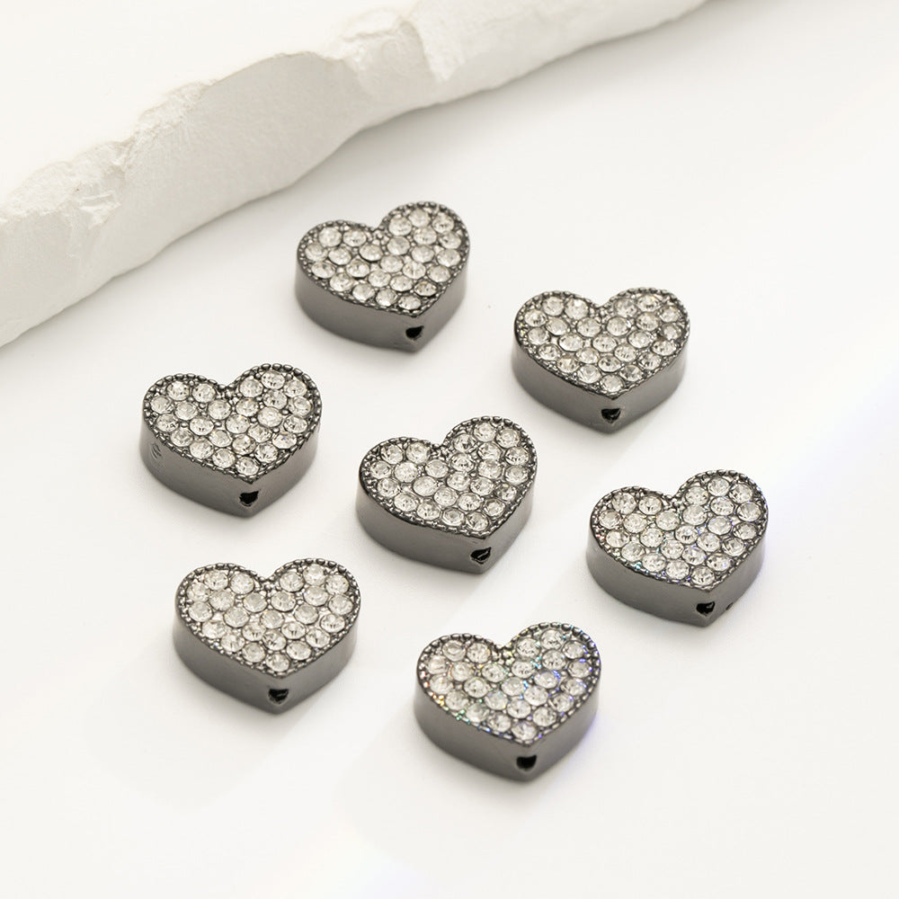 Heart Rhinestone Beads 15mm Zinc Alloy Colorful 10pcs 6