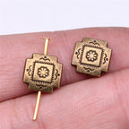 Square Metal Beads 4x10mm Vintage Pattern Alloy 30pcs 6