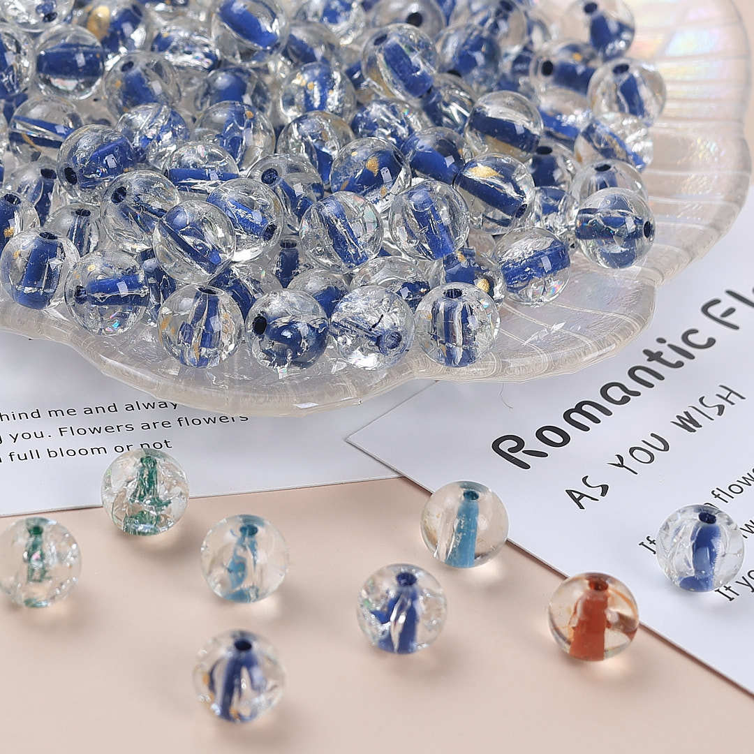 Clear Dyed Core Round Glass Beads 10mm Assorted Colors 40pcs 3