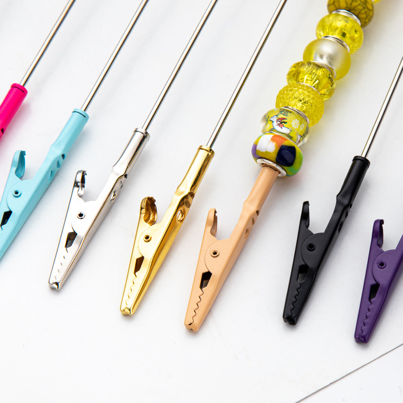 Beadable Alligator Clip Metal Toothed Colorful Slim Note Holder 3