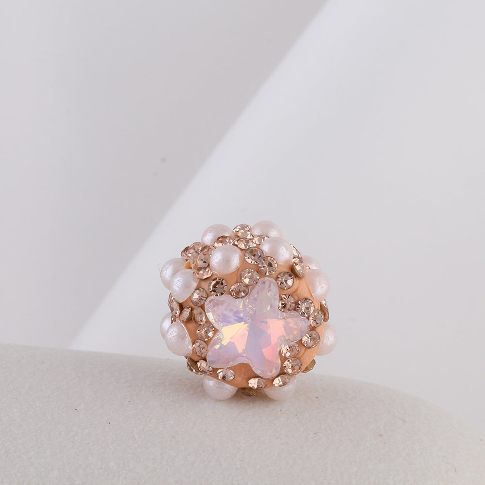 Embellished Star Clay Beads 18mm Pearl Rhinestone Bubblegum 10pcs 12