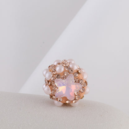 Embellished Star Clay Beads 18mm Pearl Rhinestone Bubblegum 10pcs 12
