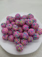 Rhinestone Bubblegum Beads 20mm Color-Mixing Resin Sparkle 50pcs 12