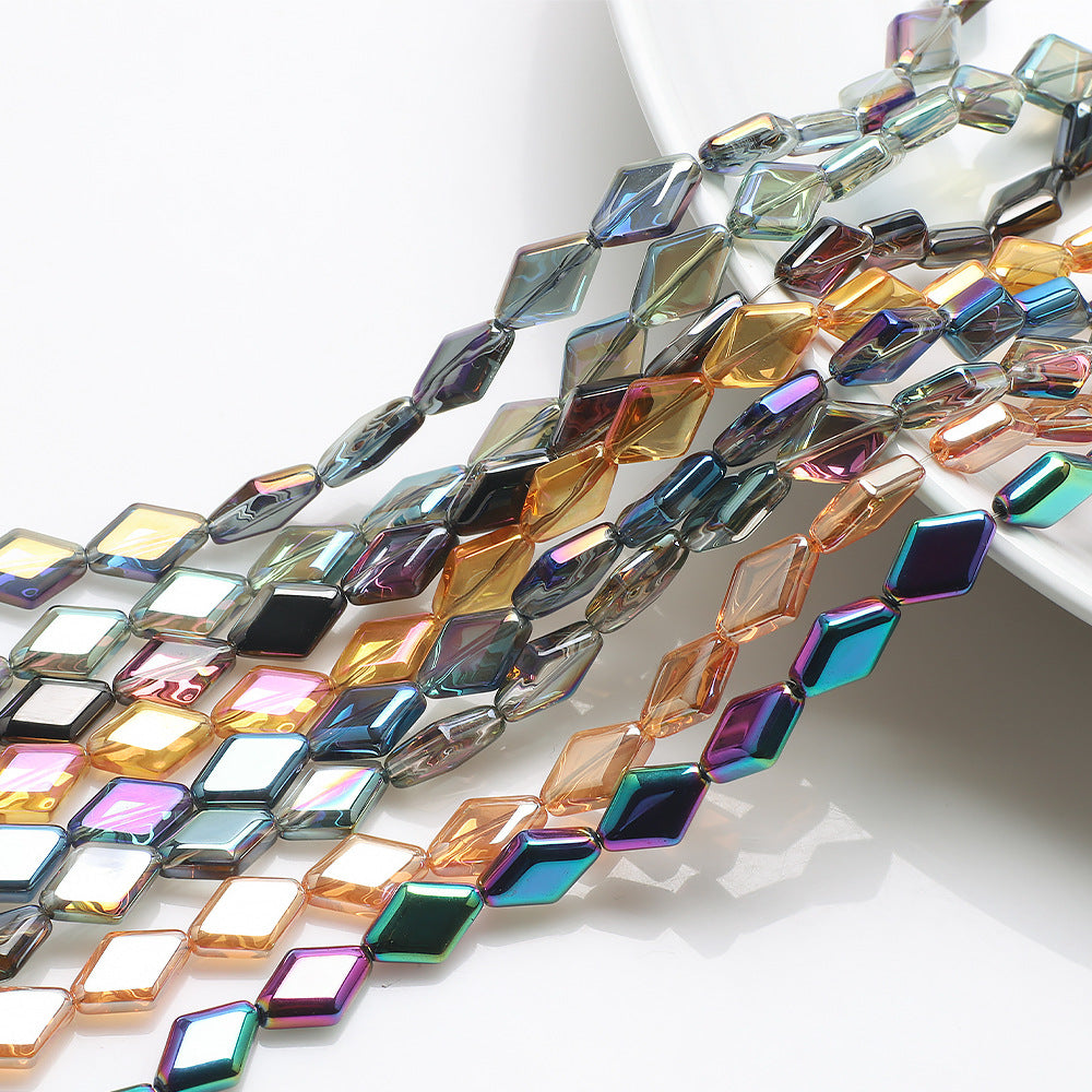 Electroplated Rhombus Glass Beads 11mm Transparent Mixed Colors 20pcs 4