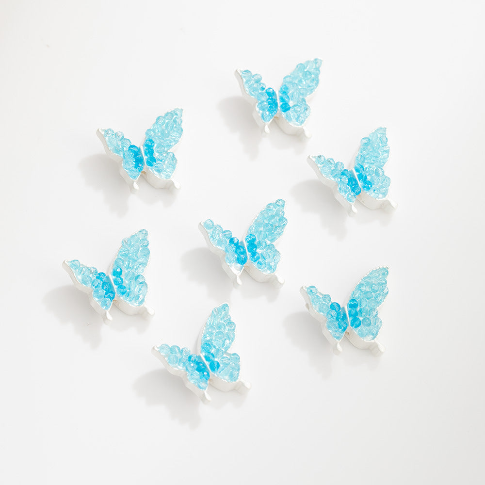 Butterfly Rhinestone Beads 20mm Colorful Alloy Embedded 10pcs 3