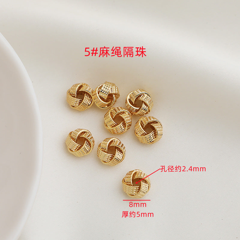 Brass Rope-Shaped Spacer Beads Coarse Texture 20pcs 10