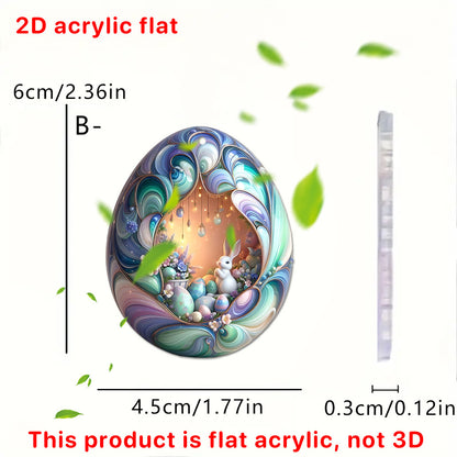 Easter Rabbit Keychain Acrylic Printed Garden Design 2pcs 6cm 7