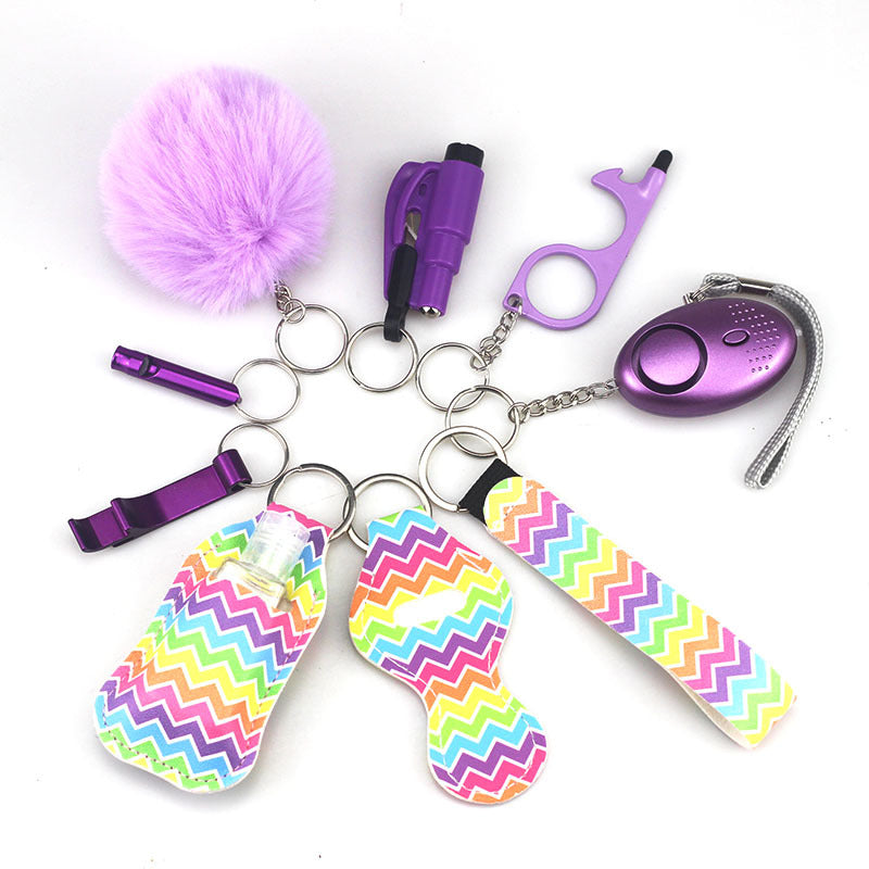 Self Defense Alarm Pompom Keychain Outdoor Safety 10 Pack 48