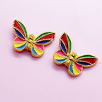 Tassel Butterfly Metal Beads 20mm Enamel Painted Zinc Alloy 20pcs 2