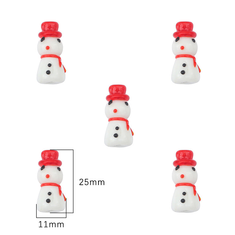Lampwork Glass Beads Hand Painted Christmas Theme Enamel 2pcs 8
