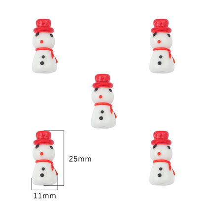 Lampwork Glass Beads Hand Painted Christmas Theme Enamel 2pcs 8