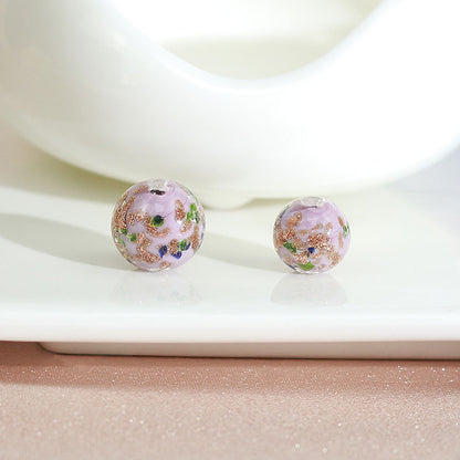 Lampwork Glass Beads Round 8 10 12mm Colorful Gold Foil 100pcs 13