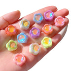 Flower Acrylic Beads 15mm Imitation Opal Encrusted Pastel 10pcs 5