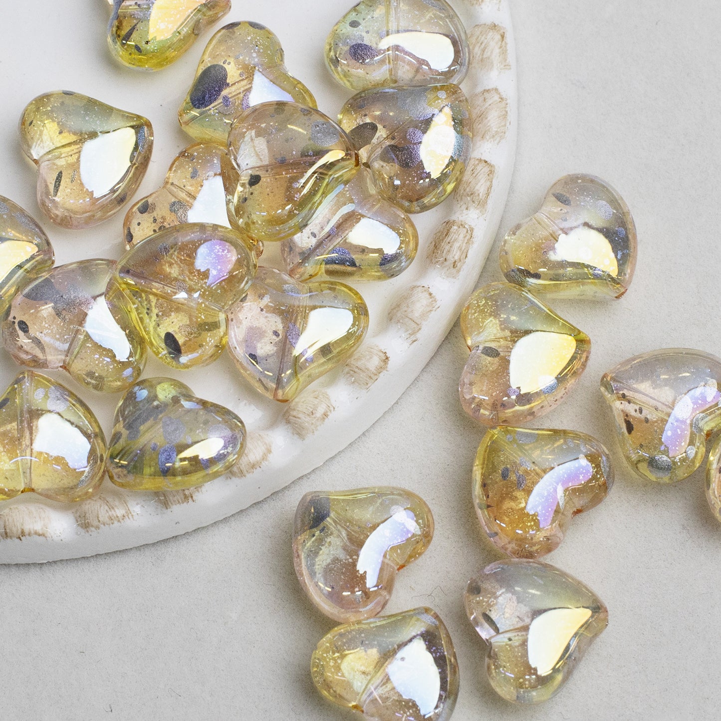 Clear Irregular Heart Acrylic Beads 14mm Glitter 10pcs 9