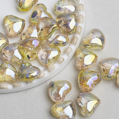Clear Irregular Heart Acrylic Beads 14mm Glitter 10pcs 9
