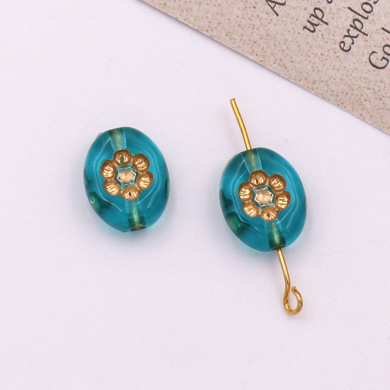 Transparent Vintage Gilded Engraved Oval Acrylic Beads 11x14mm 20pcs 9