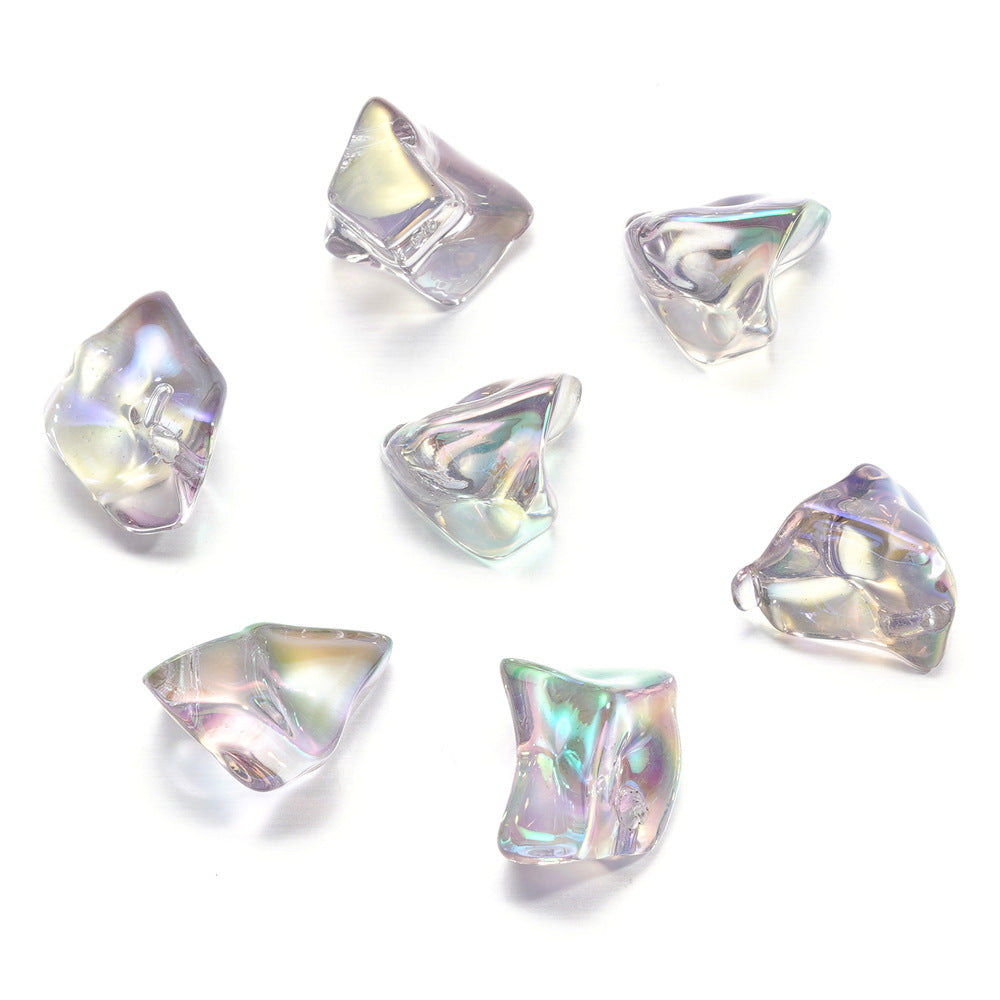 Transparent Irregular Gravel Acrylic Beads 11-22mm UV Plating 4pcs 9