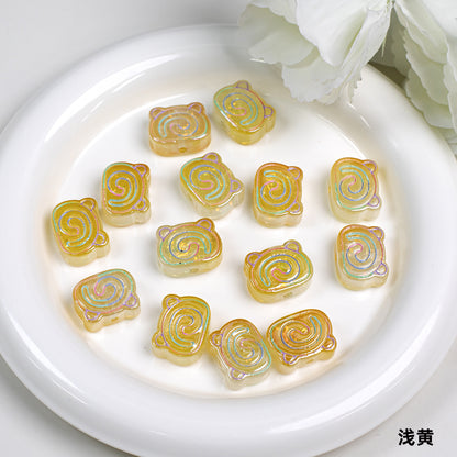 Spiral Pattern Bear Resin Beads 20mm Multicolor Translucent 10pcs 14