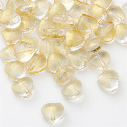 Heart Shape Glass Beads 8mm Frosted Iridescent Pastel 20pcs 9