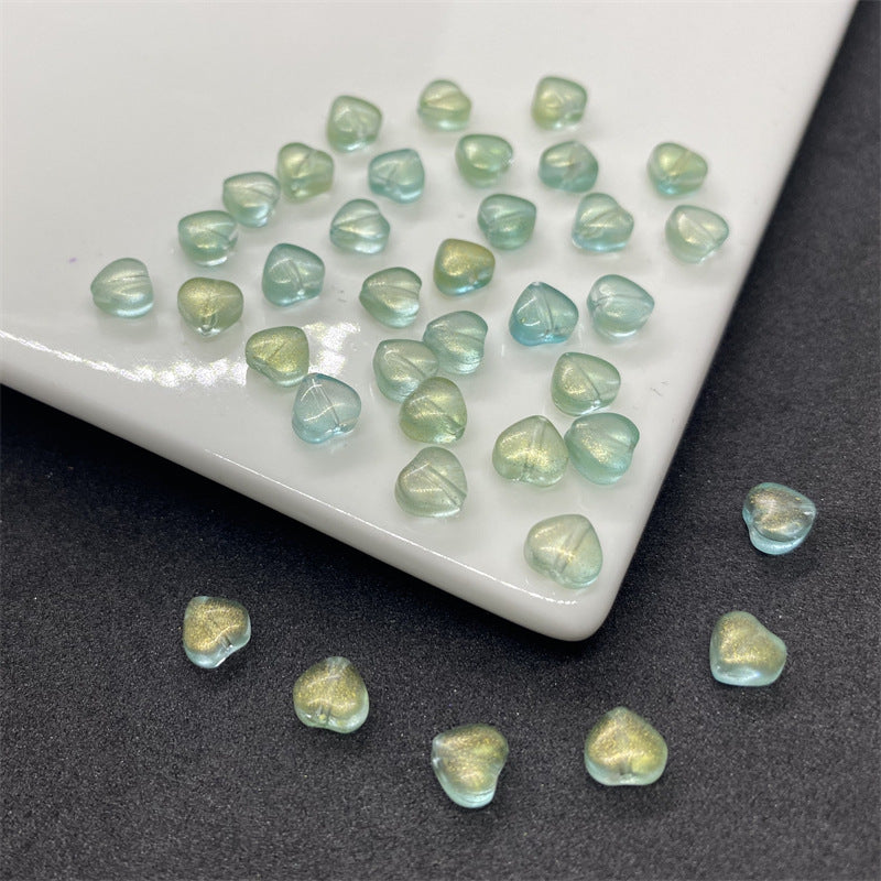 Czech Glass Beads Small Heart 6mm Peach Color 100pcs 6