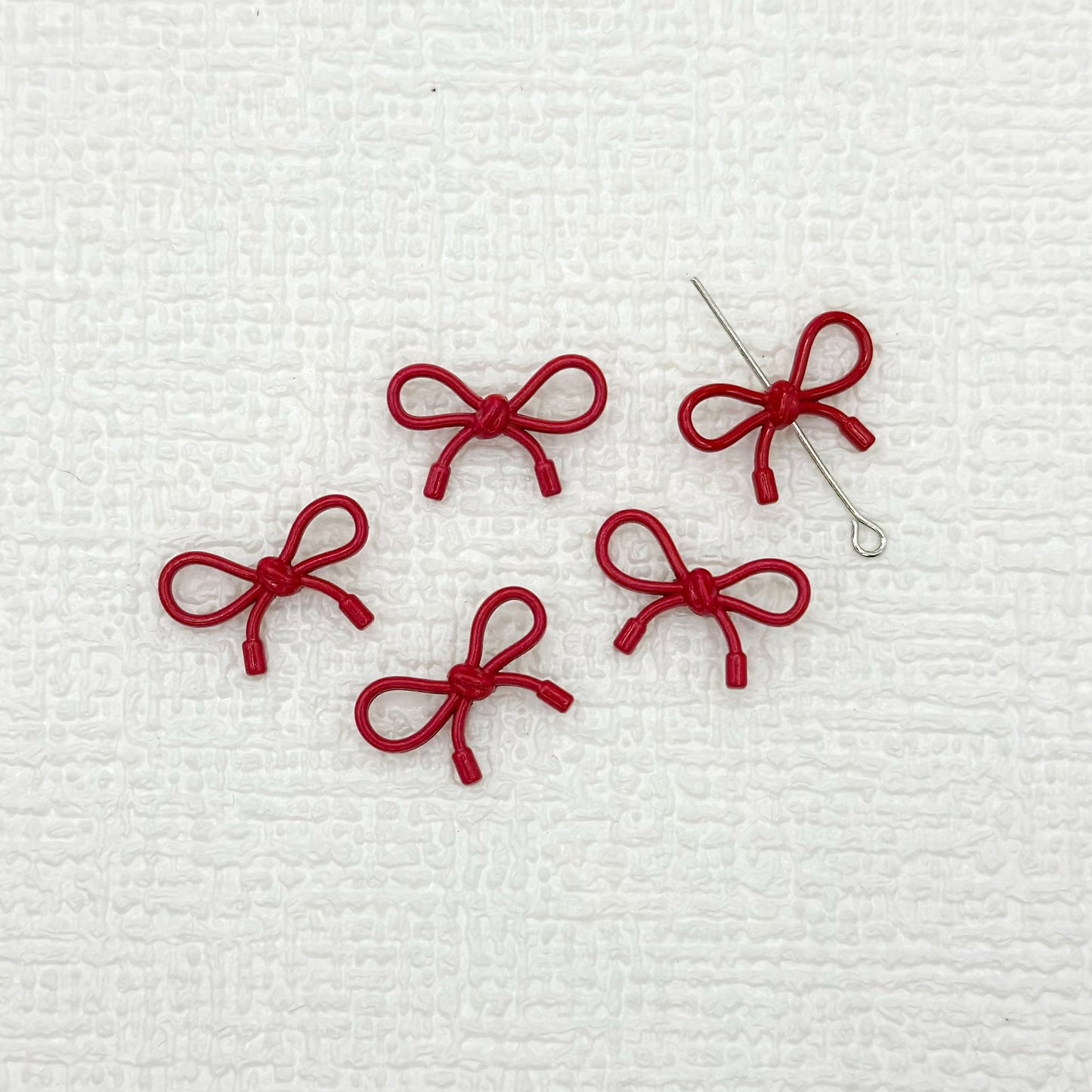 Hollow Bow Metal Beads 13x12mm Glossy Baking Painted Alloy 20pcs 19