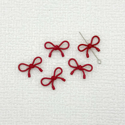 Hollow Bow Metal Beads 13x12mm Glossy Baking Painted Alloy 20pcs 19