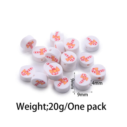 Flat Clay Beads Fruit and Christmas Tree Pattern Polymer 50pcs 25