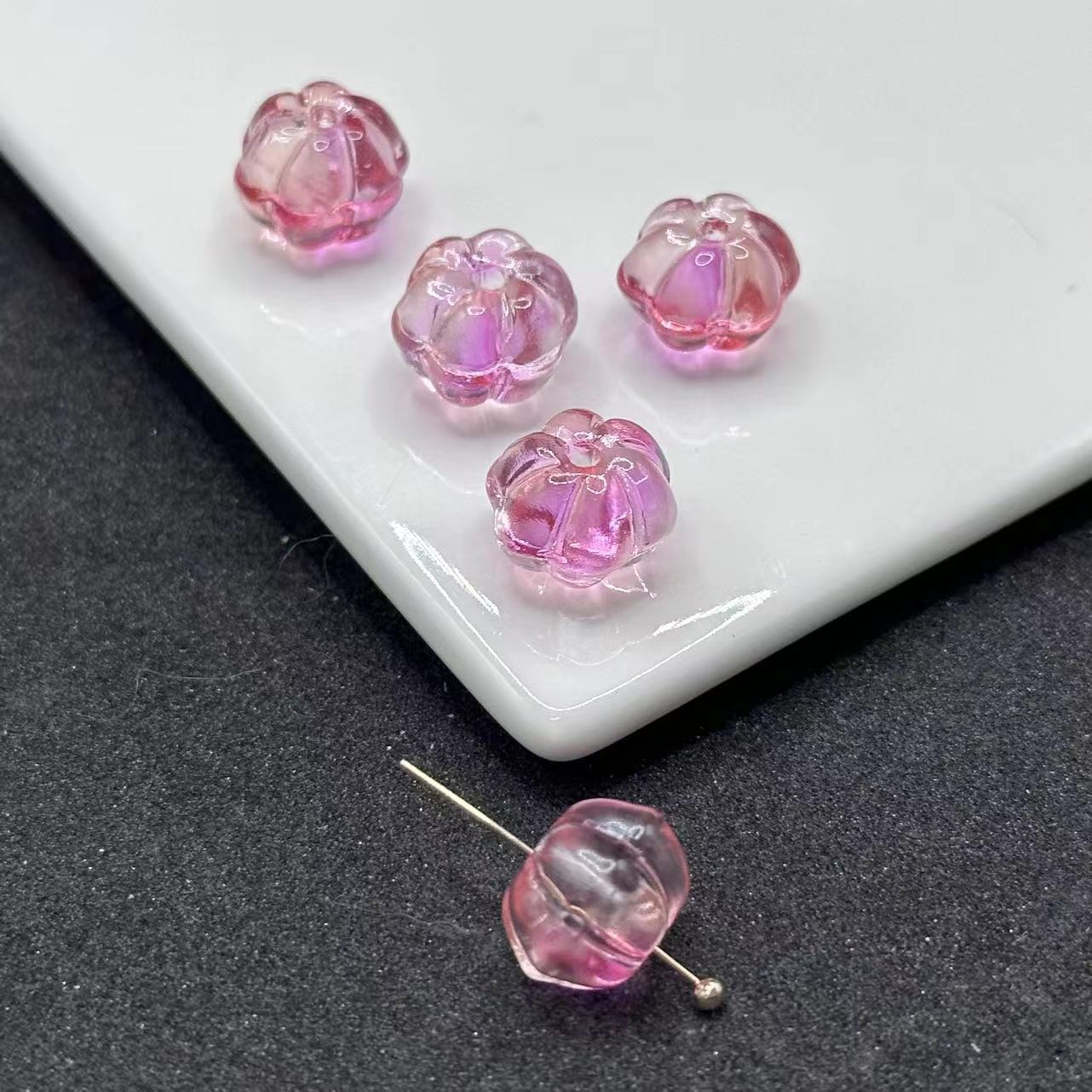 Czech Glass Beads Pumpkin 12mm Translucent Amber 100pcs 2
