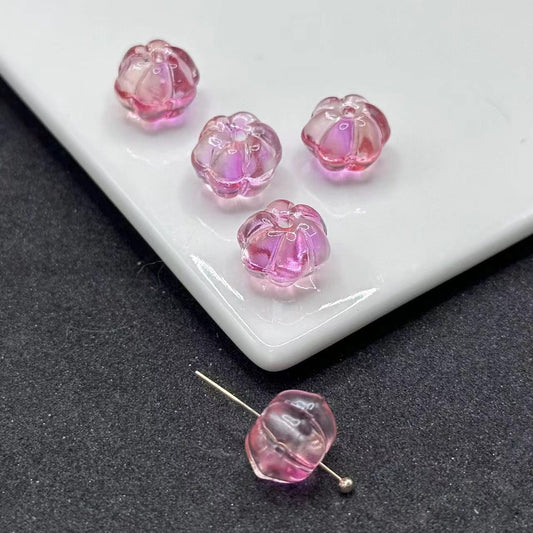 Czech Glass Beads Pumpkin 12mm Translucent Amber 100pcs 2