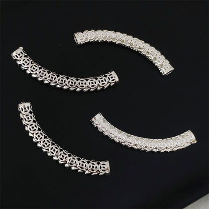 Tube Metal Beads 35mm Ancient Coins Pattern Curved 30pcs