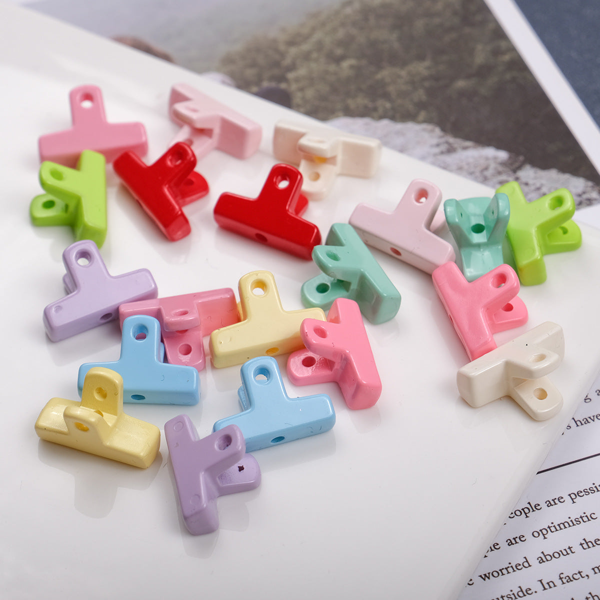 Painted Clip Acrylic Beads 20mm Baking Theme Colorful Glossy 100pcs 15