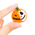 Silicone Focal Beads Halloween Pumpkin Split Design Circle Badge 20pcs 2