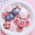 Flat Acrylic Beads 27mm Plaid Pattern Brand Logo Printed 5pcs 3