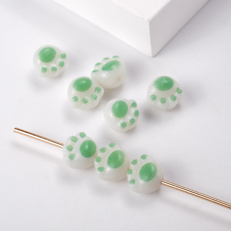 Cartoon 3D Cat Paw Acrylic Beads 12mm Pastel Mixed Colors 100pcs 6
