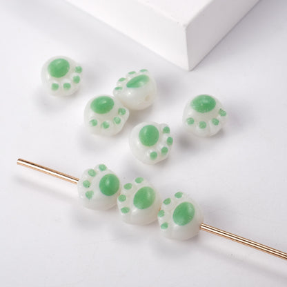 Cartoon 3D Cat Paw Acrylic Beads 12mm Pastel Mixed Colors 100pcs 6