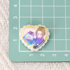 Plating Lace Heart Acrylic Beads 26mm Anime Character Double-Sided Printed 10pcs 4