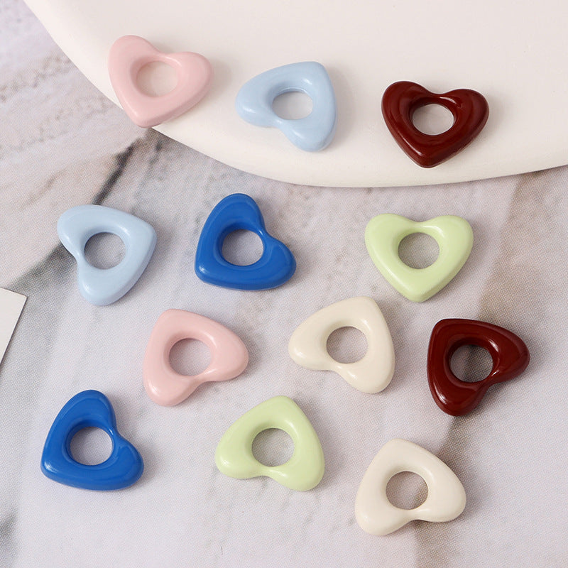 Heart Metal Beads 15mm Morandi Color Hollow Alloy 10pcs 2