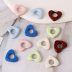 Heart Metal Beads 15mm Morandi Color Hollow Alloy 10pcs 2