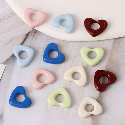 Heart Metal Beads 15mm Morandi Color Hollow Alloy 10pcs 2