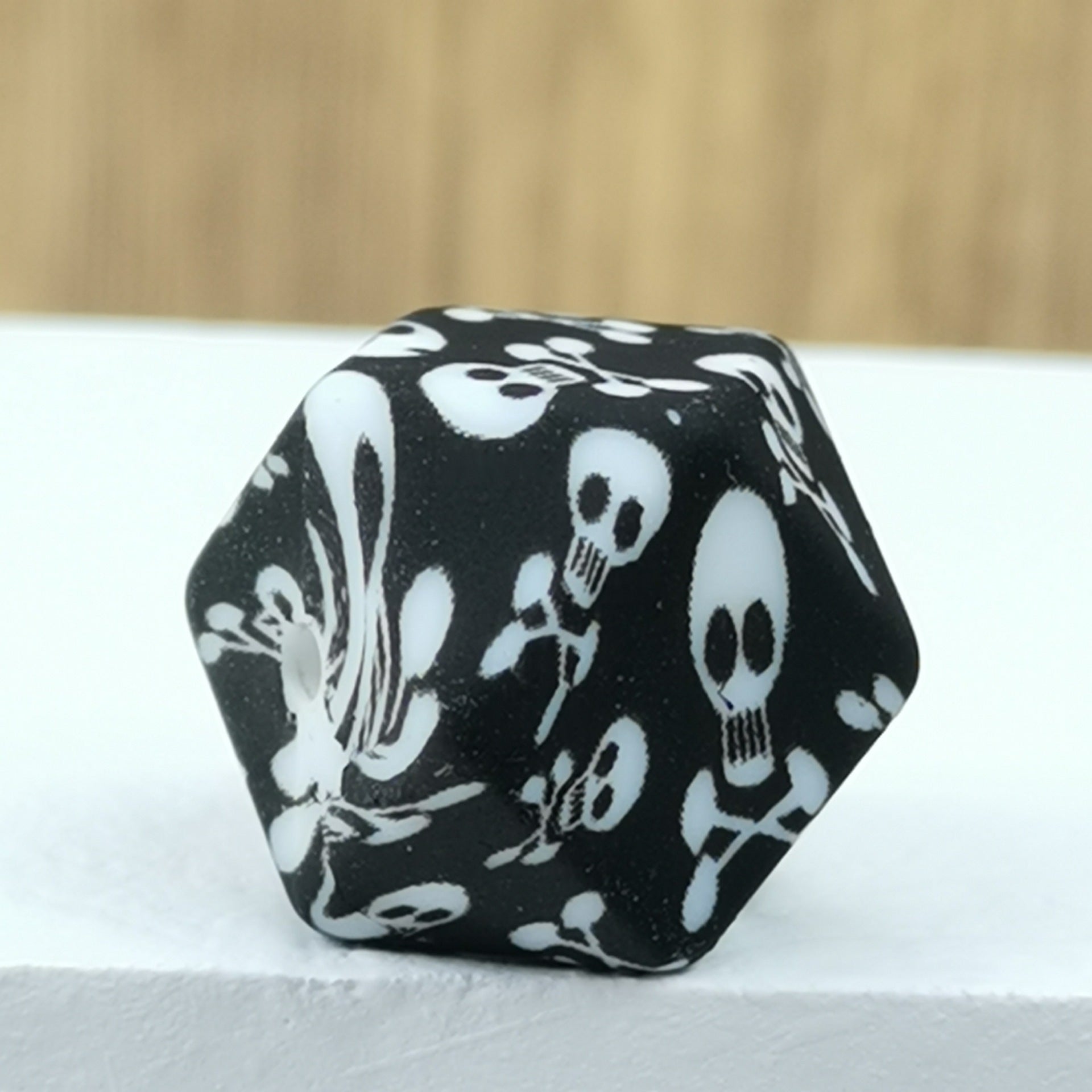 14mm Hexagon Silicone Beads Printed Camouflage Leopard Design 50pcs