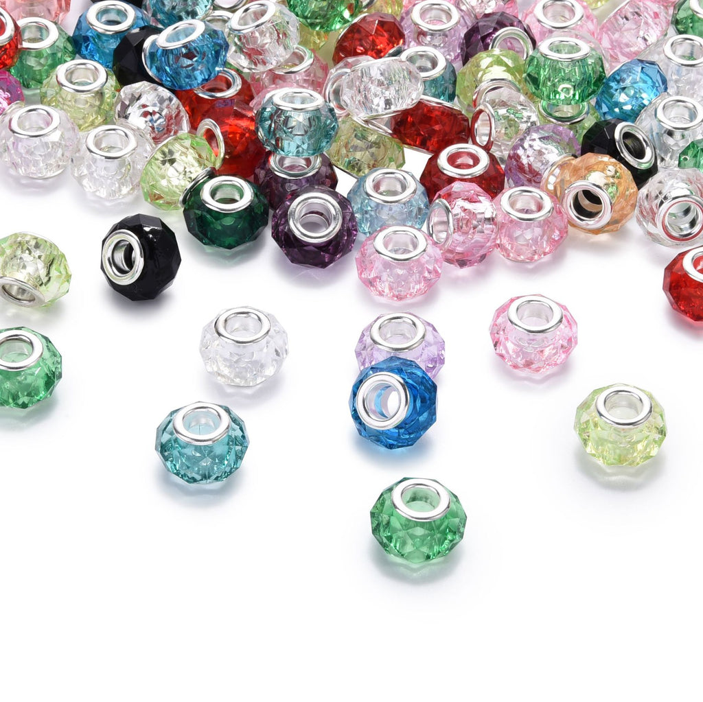 Acrylic Spacer Beads 14mm Imitation Crystal Large Hole 30pcs