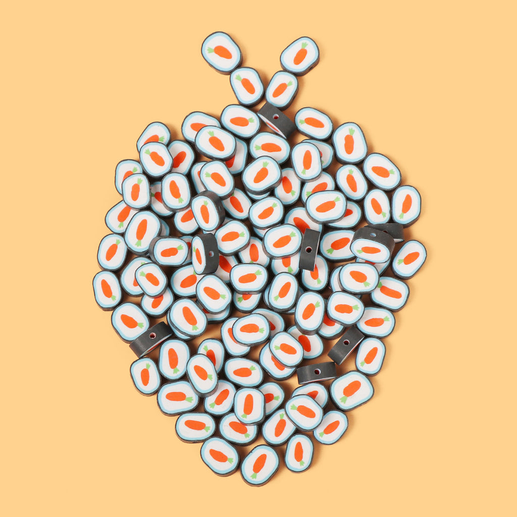 Easter Flat Clay Beads 13mm Carrot Pattern Polymer 100pcs 4