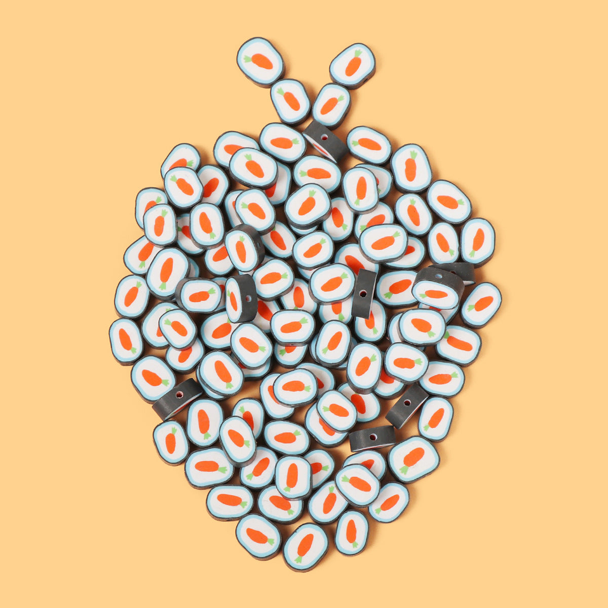 Easter Flat Clay Beads 13mm Carrot Pattern Polymer 100pcs 4